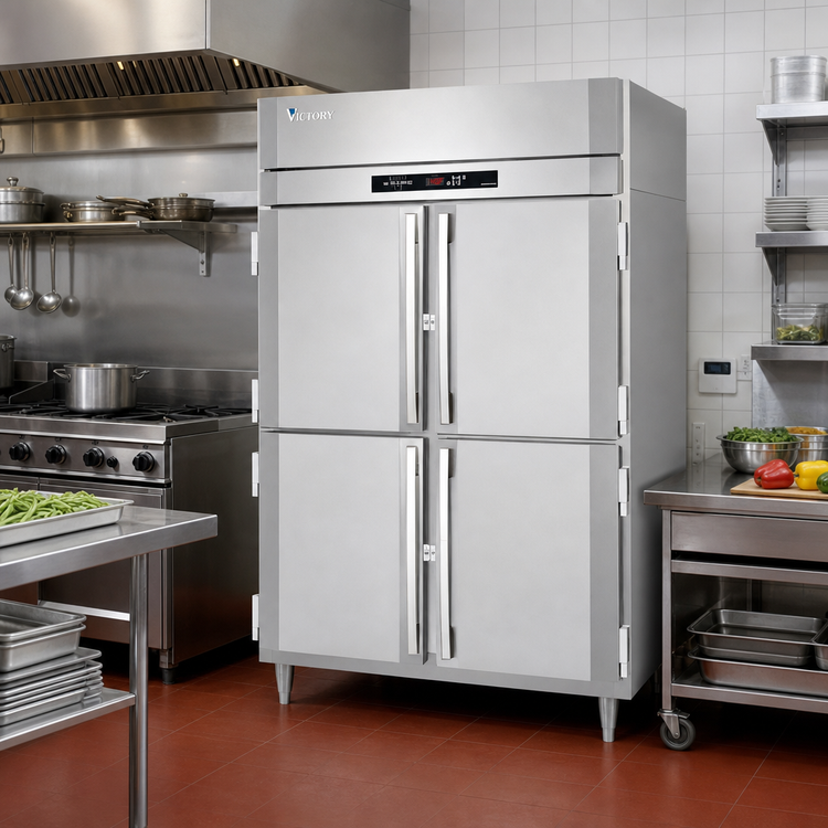 Product image #2 for Victory UltraSpec Series Two-Section Pass-Thru Heated Holding Cabinet, 55.6 Cu. Ft., Standard Depth, with 8 Wide Half-Height Solid Doors