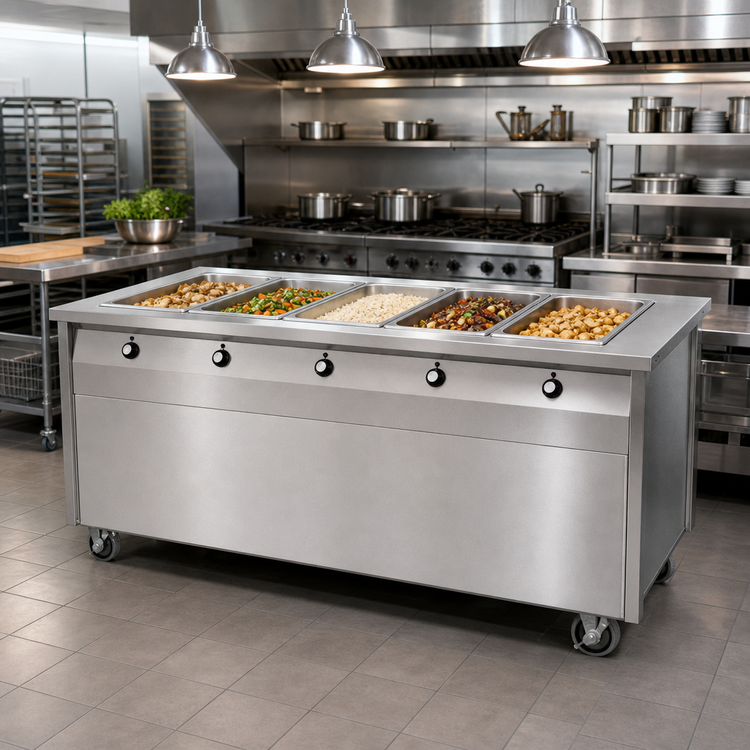 Product image #2 for Randell Custom & Serving 72-Inch Electric Mobile Modular Hot Food Table with 5 Sealed Wells