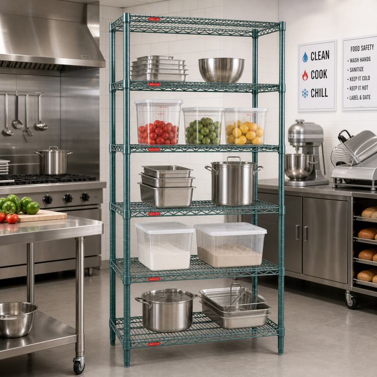 Product image #2 for EagleGard 5-Tier Wire Starter Shelving Unit, 24W x 18D x 74H, QuadTruss, Hybrid Epoxy
