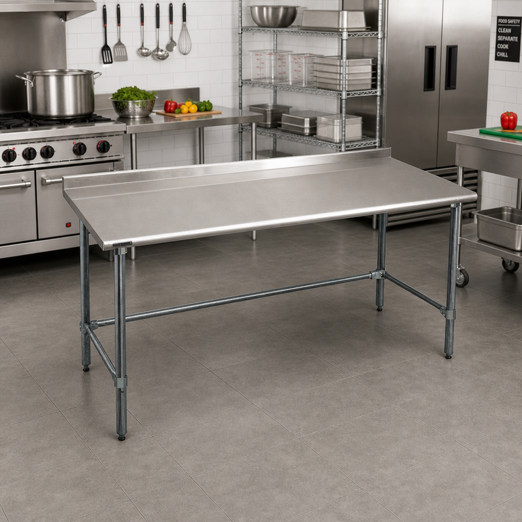 Product image #2 for BlendPort Deluxe Series 48 Inch W x 30 Inch D Stainless Steel Work Table with Rear Upturn and Galvanized Base