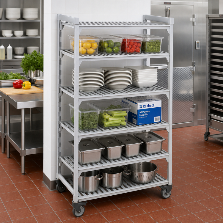 Product image #3 for Cambro Camshelving Premium 24" x 36" x 67-1/4" 5-Tier Vented Mobile Starter Unit