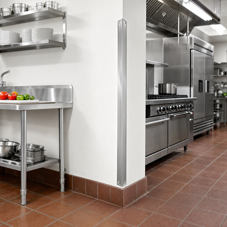 Product image #2 for Advance Tabco Special Value Series 96-Inch x 2-Inch x 2-Inch 16-Gauge Stainless Steel Corner Guard with Adhesive Backing