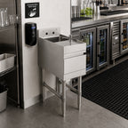 Thumbnail image #2 for John Boos Slim-Line UBHS-2112-X Freestanding Underbar Hand Sink, 12-Inch Wide, Single Bowl, 300 Series Stainless Steel, 3-Inch Backsplash