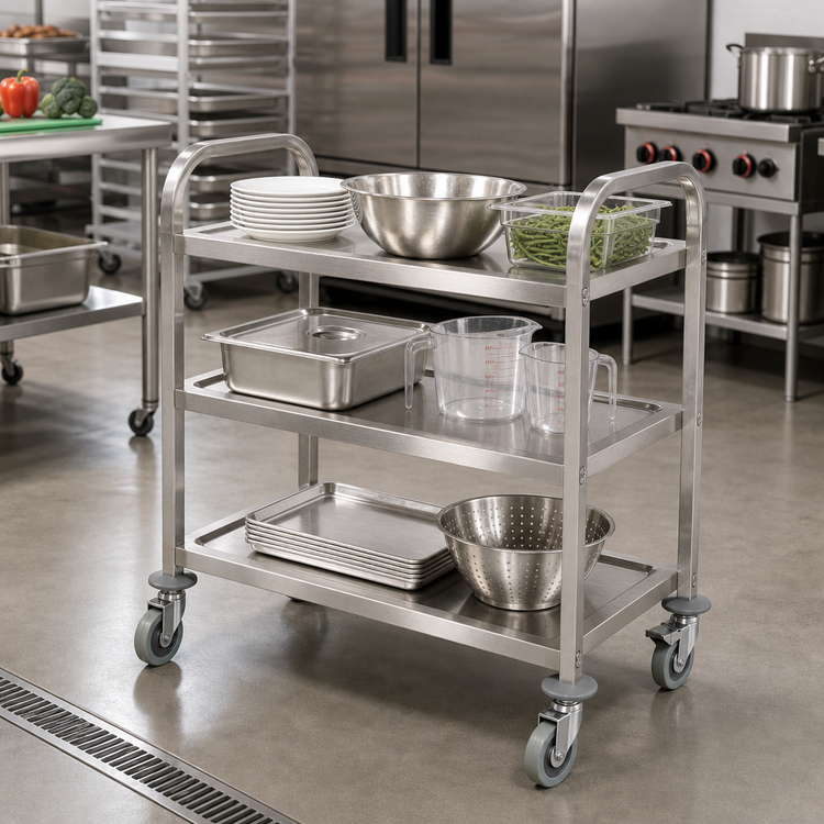 Product image #2 for Carlisle 3-Shelf Stainless Steel Utility Cart, 400 lb Capacity, Knock-Down