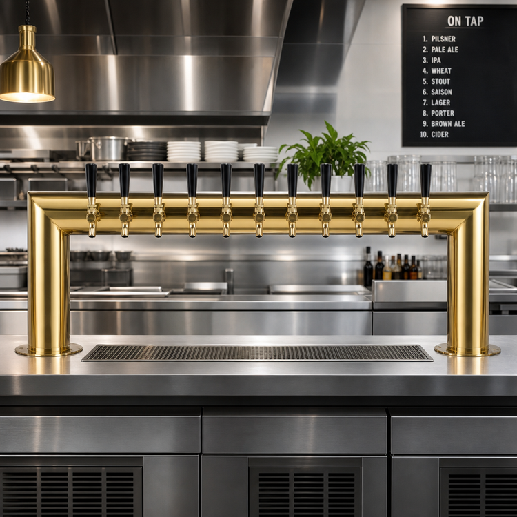 Product image #2 for Pass-Thru Countertop 10-Faucet Air-Cooled Draft Beer Tower with PVD Brass Finish