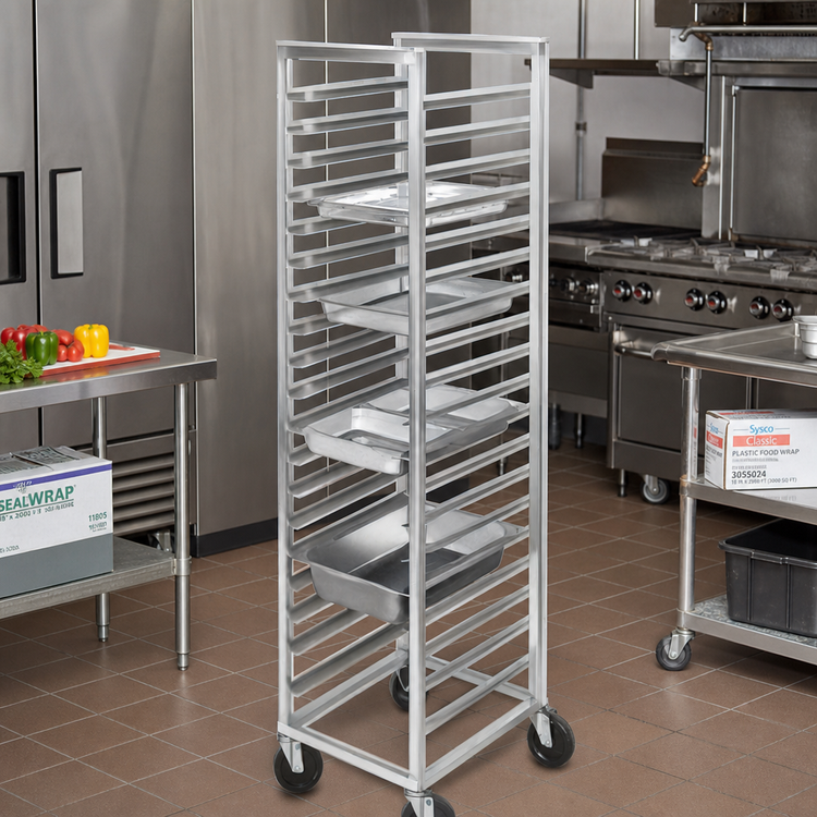 Product image #2 for Channel Stainless Steel Mobile End-Load 12 x 20 Steam Table Pan Rack, 5-Slide, 36 Inch High
