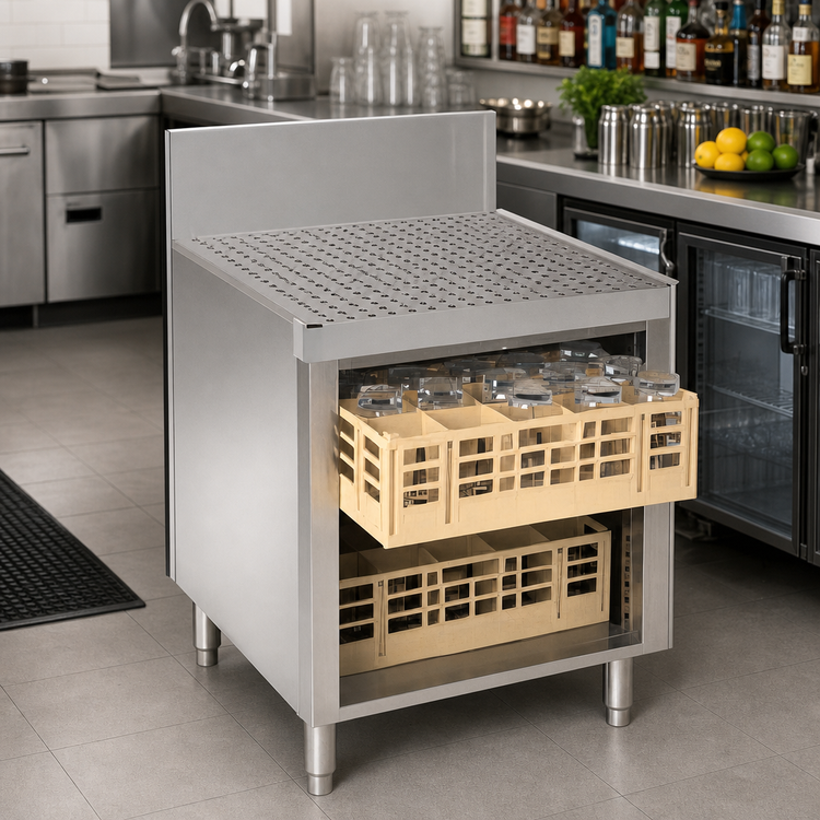 Product image #2 for Advance Tabco Prestige Underbar Glass Rack Storage Unit with Drainboard Top, 24 x 30 x 36 Inches, Stainless Steel