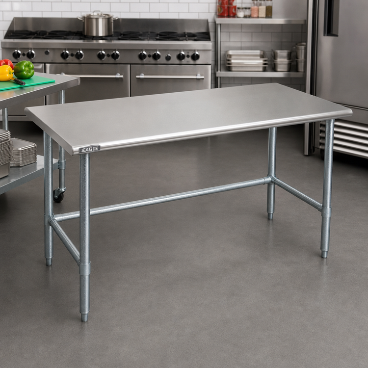 Product image #2 for Eagle Deluxe Series 48-Inch x 24-Inch Stainless Steel Flat Top Work Table with Galvanized Base