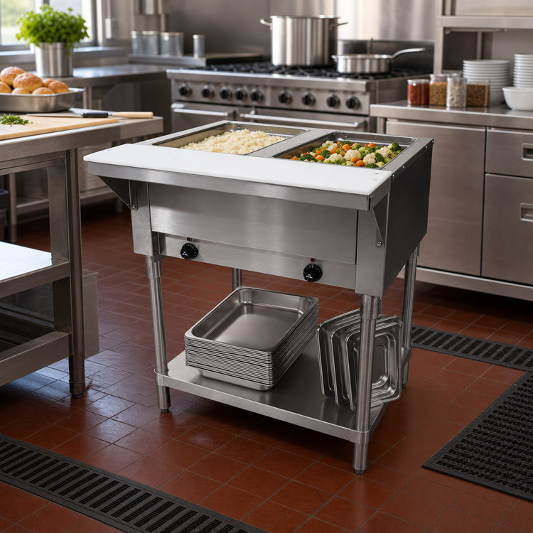 Product image #2 for Advance Tabco Triumph (Supreme) Electric Hot Food Table with 2 Sealed Wells and Open Base, 31-13/16 Inch Wide
