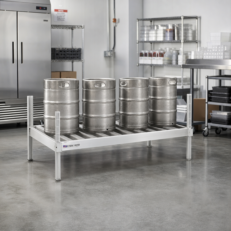 Product image #3 for New Age 42" x 34" Aluminum Keg Shelf, 4-Keg / 12 1/6-Barrel Capacity