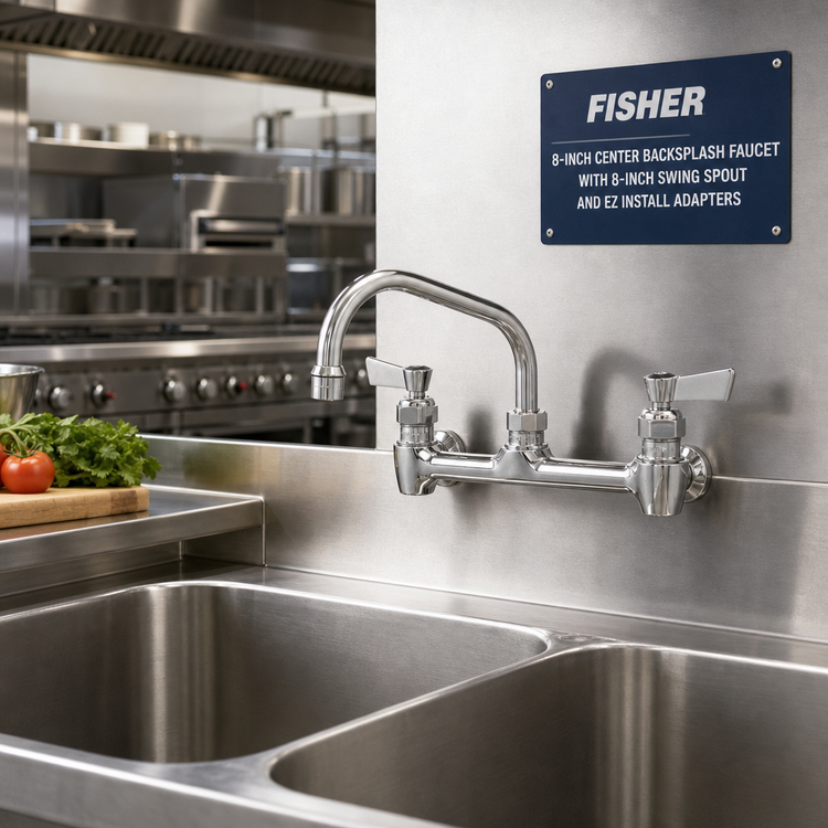 Product image #2 for Fisher 8-Inch Center Backsplash Faucet with 8-Inch Swing Spout and EZ Install Adapters