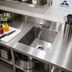 Thumbnail image #2 for Advance Tabco Single Bowl Welded-In Table Top Sink with Faucet, 16 x 20 x 8 Inch Bowl