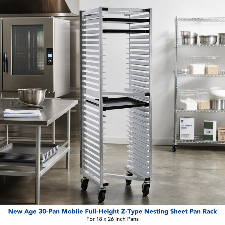 Product image #2 for New Age 30-Pan Mobile Full-Height Z-Type Nesting Sheet Pan Rack for 18 x 26 Inch Pans