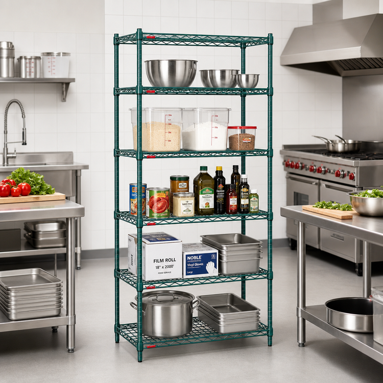 Product image #2 for Eagle Valu-Gard 5-Tier Stationary Starter Wire Shelving Unit, 24W x 18D x 86H, Green Epoxy