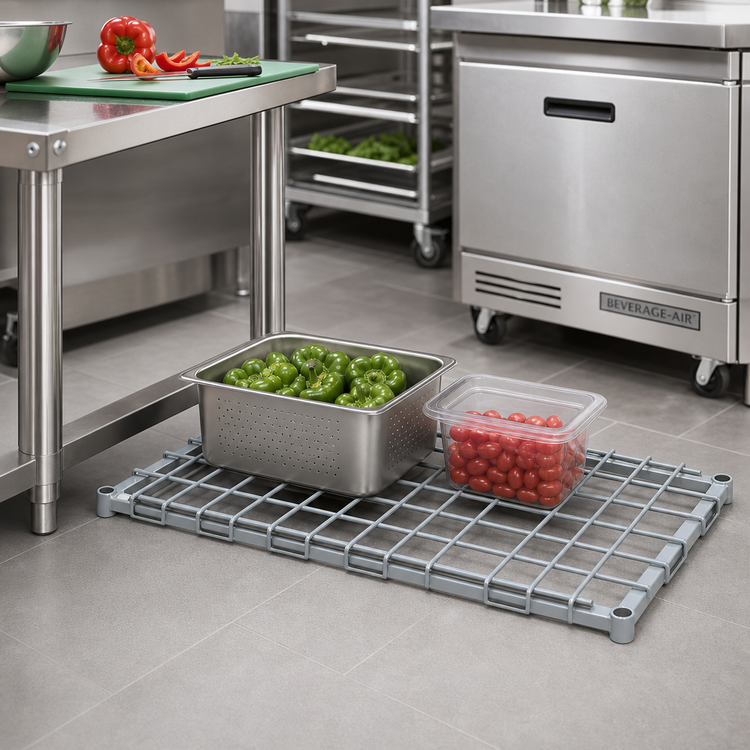 Product image #2 for Quantum 42 x 24 Inch Dunnage Rack with Removable Wire Top Mat, Gray Epoxy Antimicrobial Finish