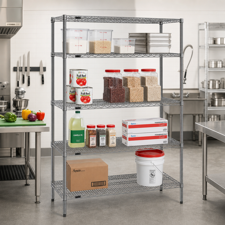 Product image #2 for Eagle Red-i-Pak Stationary 4-Tier Wire Shelving Unit, 60" W x 24" D x 74" H, Pewter Gray Epoxy