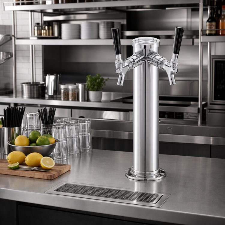 Product image #2 for Perlick Century Extra Tall 3-Inch O.D. Countertop Glycol-Cooled 2-Faucet Draft Arm Beer Tower