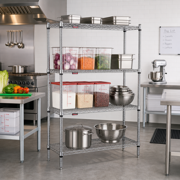 Product image #2 for Add-A-Shelf 4-Tier Stationary Chrome Wire Shelving Starter Unit, 36W x 24D x 63H