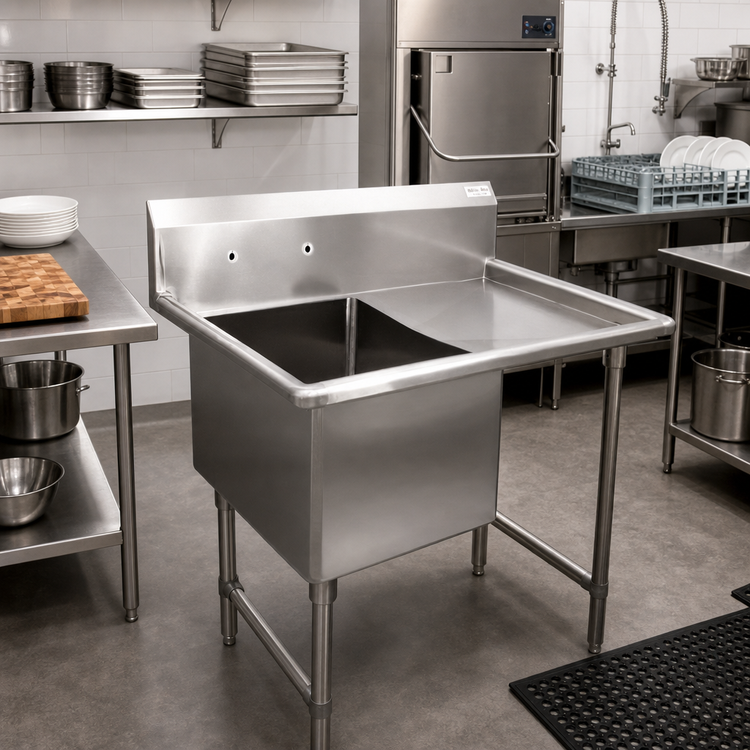 Product image #2 for John Boos B Series Freestanding 1-Compartment Stainless Steel Sink with Right Drainboard