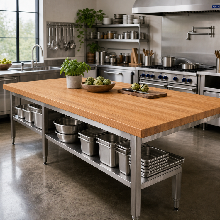 Product image #2 for Appalachian Red Oak Edge Grain Island Countertop, 96 Inch x 48 Inch x 1-3/4 Inch, Penetrating Oil Finish