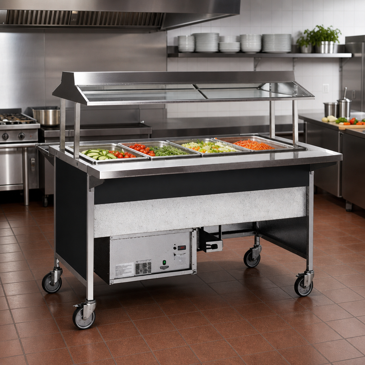 Product image #2 for Atlas Metal CABT-6 91-1/4" Refrigerated 6-Pan Cold Food Serving Counter with Laminated Panel
