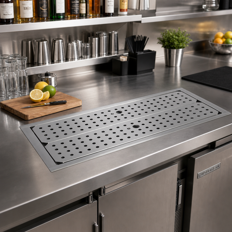 Product image #2 for Glastender Drop-In Stainless Steel Drip Tray Trough, 42"W x 12"D