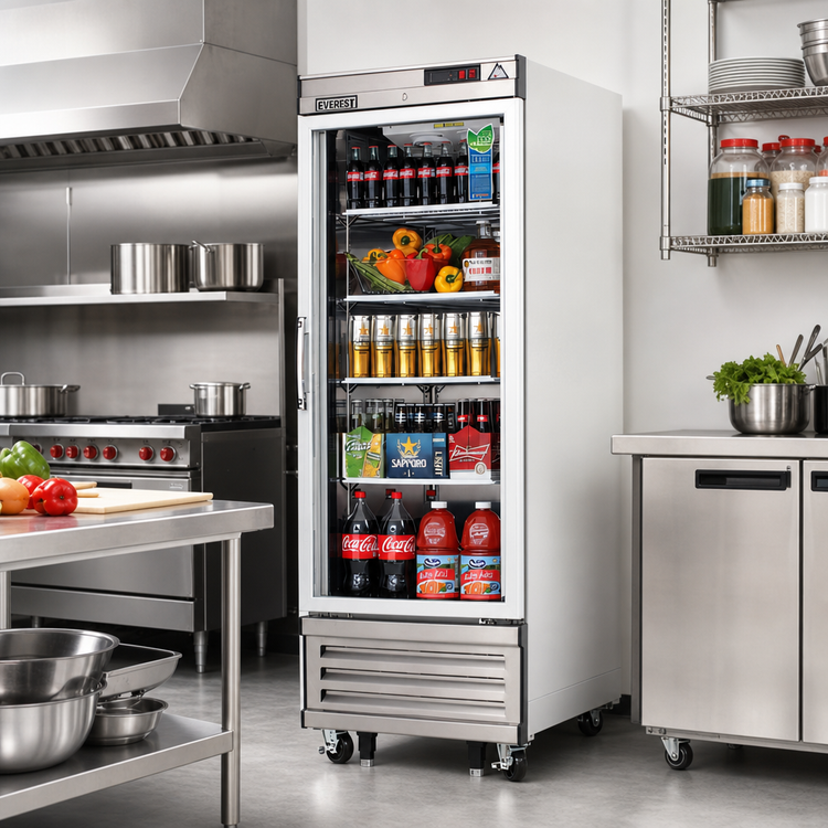 Product image #2 for Everest Refrigeration EBGR1 One-Section Bottom-Mount Upright Glass Door Reach-In Refrigerator, 21 Cu. Ft., 27 Inch Wide