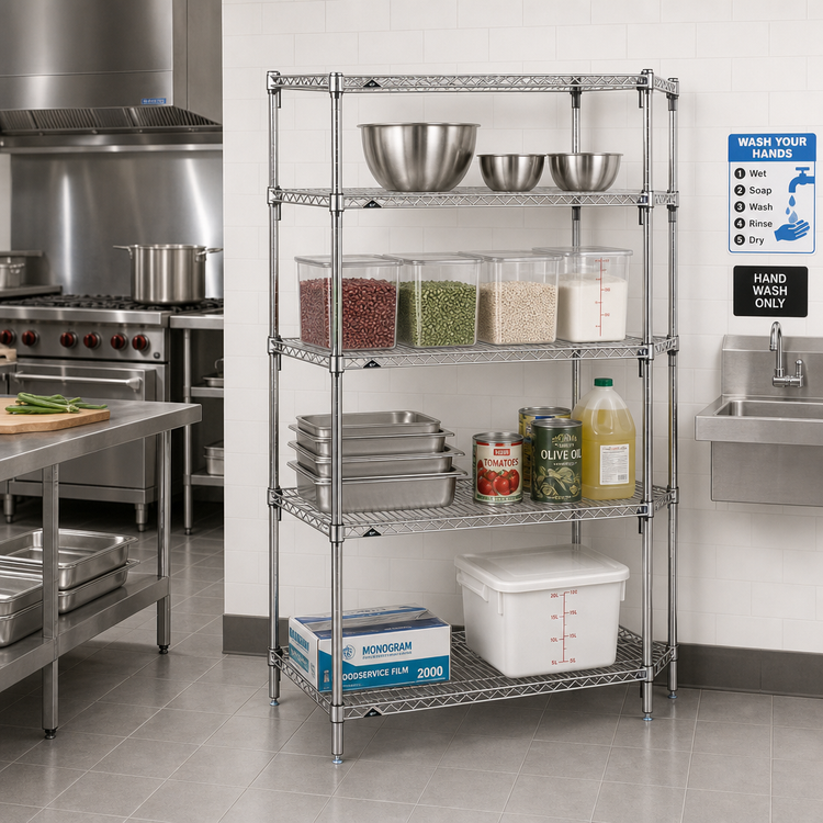 Product image #2 for Metro Super Erecta Stationary Starter Wire Shelving Unit, 36"W x 24"D x 63"H, Chrome-Plated, 4 Shelves