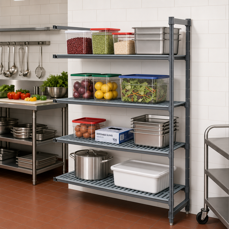 Product image #2 for Cambro Camshelving Basics Plus 24" D x 36" W x 64" H 4-Shelf Vented Add-On Polymer Shelving Unit
