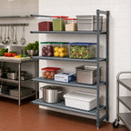 Thumbnail image #2 for Cambro Camshelving® Basics Plus CBA243664V4580 4-Shelf Vented Polymer Shelving Add-On Unit, 24" D x 36" W x 64" H, Brushed Graphite