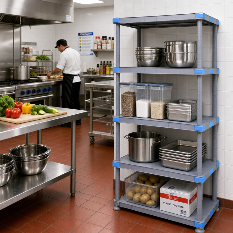 Product image #2 for Quantum Millenia 24-Inch Wide x 21-Inch Deep x 50-Inch High Stationary 4-Shelf Solid Polymer Starter Shelving Unit