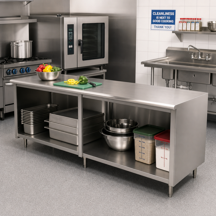 Product image #2 for Advance Tabco Special Value Series 84-Inch x 24-Inch Flat Top Open Base Work Table
