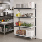 Thumbnail image #2 for Cambro Camshelving® Elements EXA242484S4480 24" x 24" x 84" Stationary Add-On 4-Tier Solid Polymer Shelving Unit, Speckled Gray
