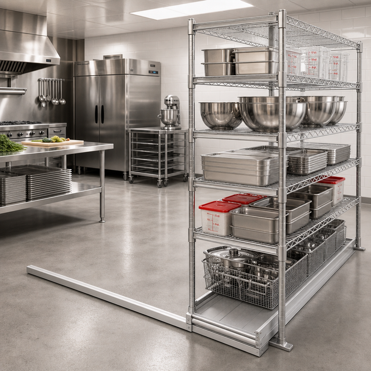 Product image #2 for Floor-Trak Single-Deep Floor Track Kit for Wire Shelving, 15 Ft., Anodized Aluminum