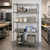 Thumbnail image #2 for Quantum 36-Inch W x 18-Inch D x 63-Inch H Stationary Wire Shelving Starter Kit with 4 Shelves, 304 Stainless Steel