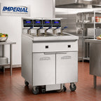 Thumbnail image #2 for Imperial (Middleby) IFSSP675EC Electric 6-Tank 75 lb.-Each Floor Fryer Battery with Built-In Filter and Computer Controls