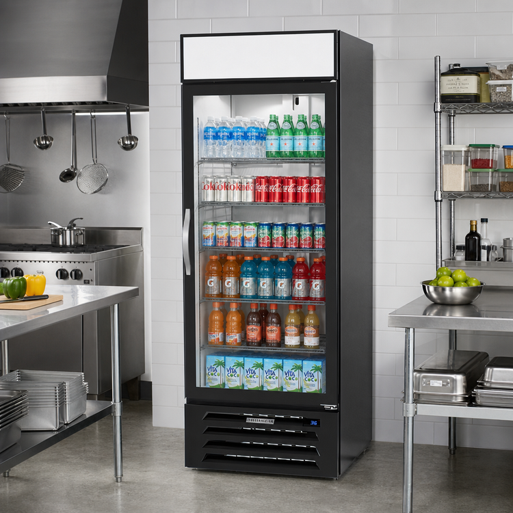 Product image #2 for Beverage-Air MarketMax IQ One-Section Reach-In Glass Door Merchandiser Refrigerator with Electronic Lock, Black, 25.97 Cu. Ft.