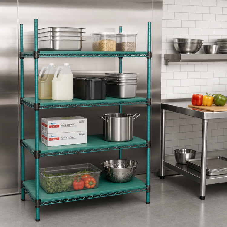 Product image #2 for QuadPlus 42 Inch x 18 Inch Solid Green Polymer Shelf Mat with Quad-Adjust Wire Frame