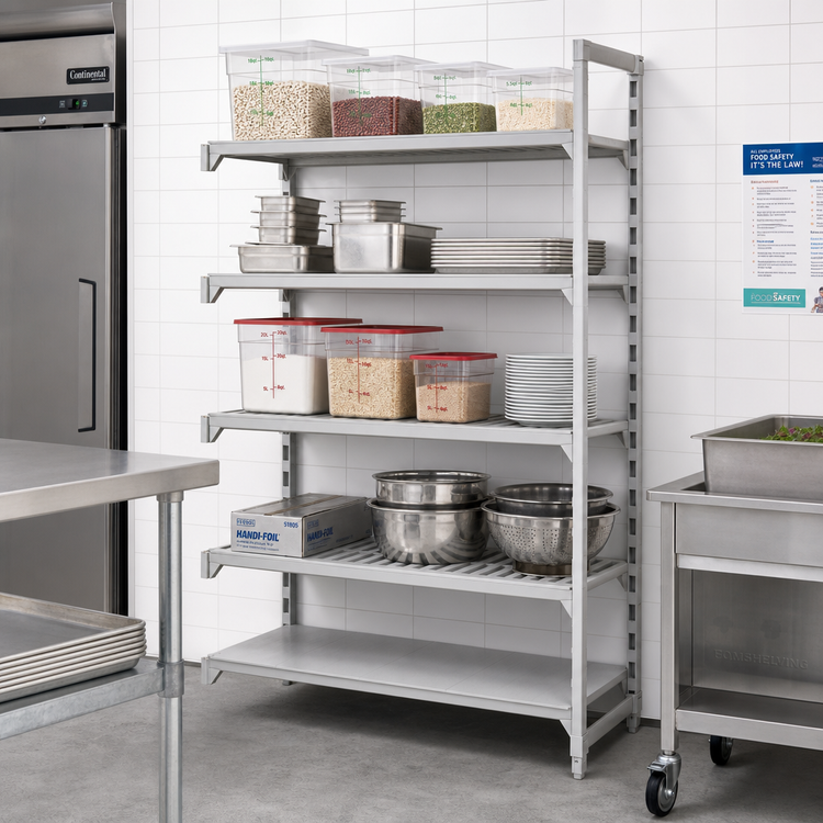 Product image #3 for Camshelving Premium 42" W x 24" D x 84" H 5-Tier Vented and Solid Add-On Polymer Shelving Unit