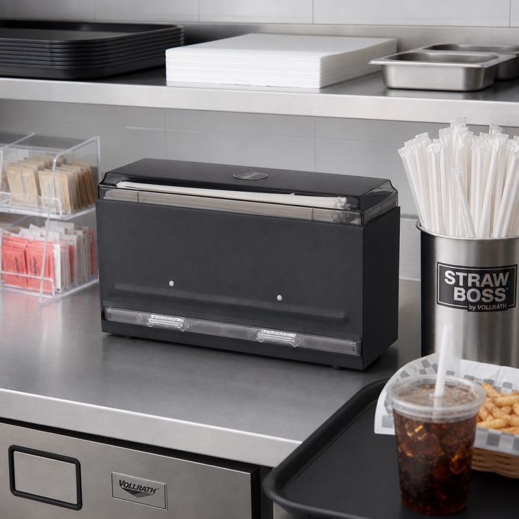 Product image #2 for Vollrath Straw Boss® Super Straw Boss Single-Sided Bulk Straw Dispenser, 250 Capacity, Black