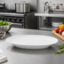 Thumbnail image #3 for Crestware Alpine White Oval Ceramic Platter with Wide Rim and Rolled Edge, 9-1/2 x 6-3/4 Inches
