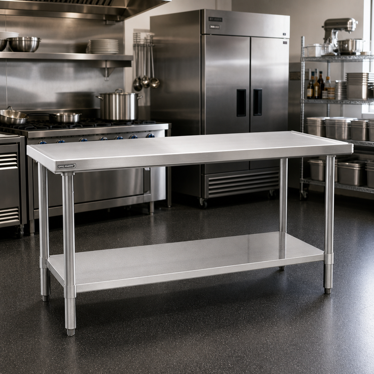 Product image #2 for Spec-Master Marine Series 120"W x 48"D Stainless Steel Work Table with Undershelf