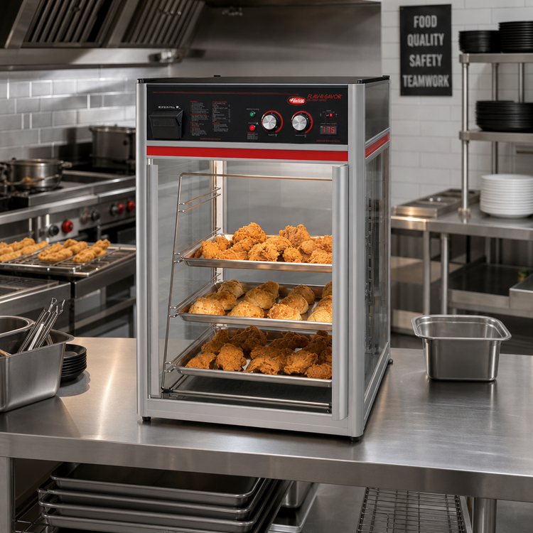 Product image #2 for Hatco Flav-R-Savor Tall 1-Door Countertop Hot Food Holding and Display Cabinet with 4-Tier Pan Rack, Motorless