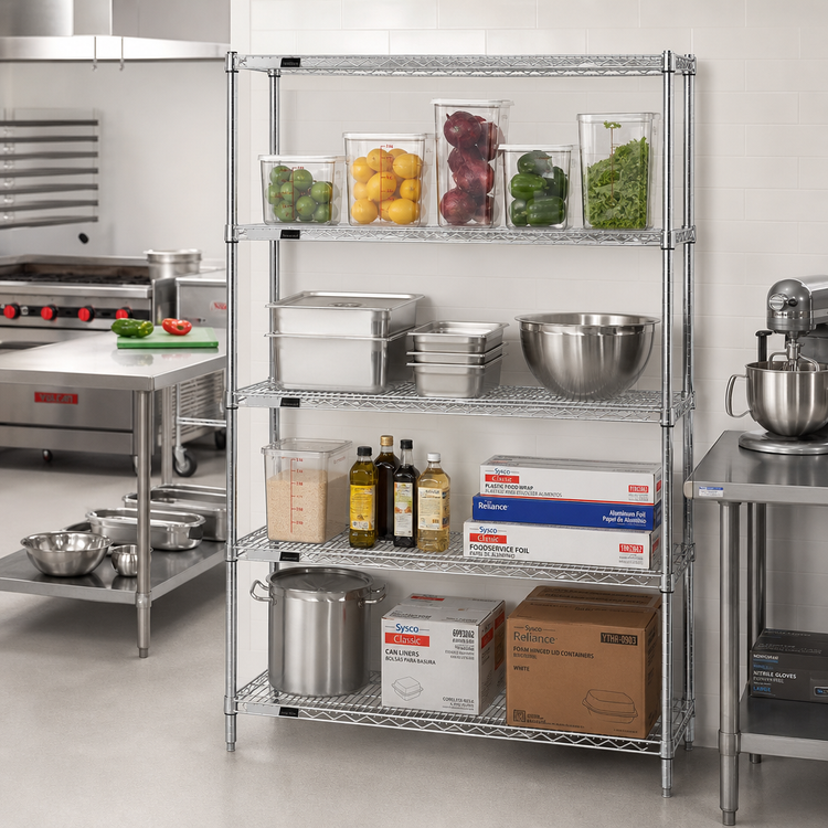 Product image #2 for Redipak 4-Tier Stationary Chrome Wire Shelving Unit, 48W x 18D x 74H