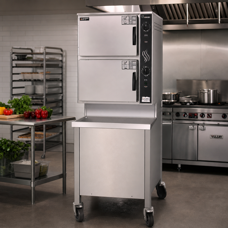 Product image #2 for Groen HyperSteam HY-6G Gas Convection Steamer with 2 Compartments, Twin Generators and Cabinet Base