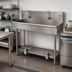 Thumbnail image #2 for Advance Tabco 48-Inch 2-Station Toe-Push Floor-Mounted Hand Wash Sink with Gooseneck Spouts