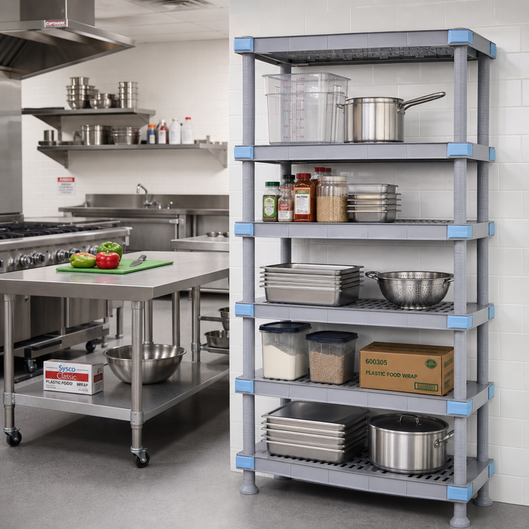 Product image #2 for Quantum Millenia Gray Polymer Stationary Starter Shelving Unit, 30"W x 18"D x 86"H, 5 Shelves
