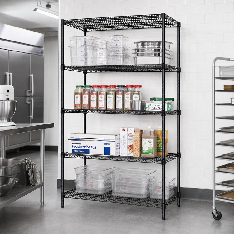 Product image #2 for Eagle Add-A-Shelf 4-Tier Wire Shelving Starter Unit, 48 x 24 x 74 Inches, Black Epoxy Coated