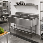 Thumbnail image #2 for John Boos Pro-Bowl 44PB20 4-Compartment Stainless Steel Sink, 10" Backsplash, Legs, 85-1/8"W x 25-1/2"D