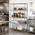 Thumbnail image #2 for Quantum WR63-1430GY 30" W x 14" D x 63" H Stationary Wire Shelving Starter Kit, 4 Shelves, Gray Epoxy Antimicrobial Finish